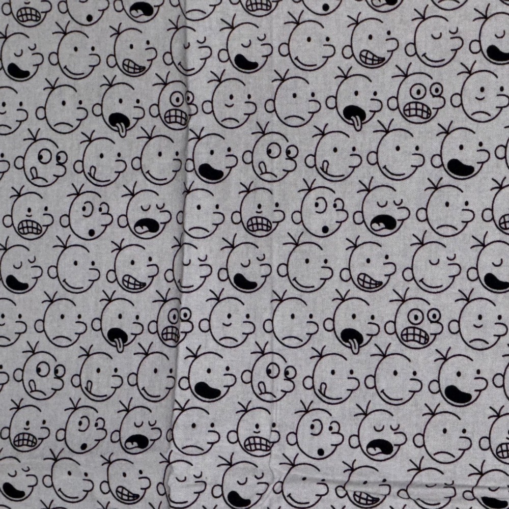 OOP Diary of a Wimpy Kid Greg Heffley Faces Cotton Fabric 28x42" Robert Kaufman